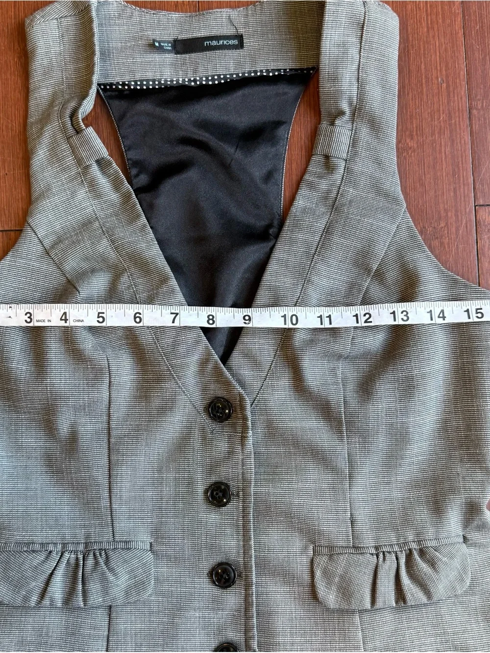 Maurices Gray Pinstripe Button Front Vest - M
